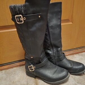 Global Win Black Quilted Winter Riding Boots (Size 10)
